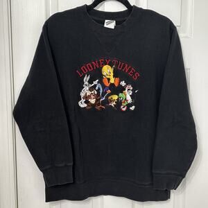 Looney Tunes Sweatshirt Mens S Black Warner Bros Studio Store Crewneck Cartoon
